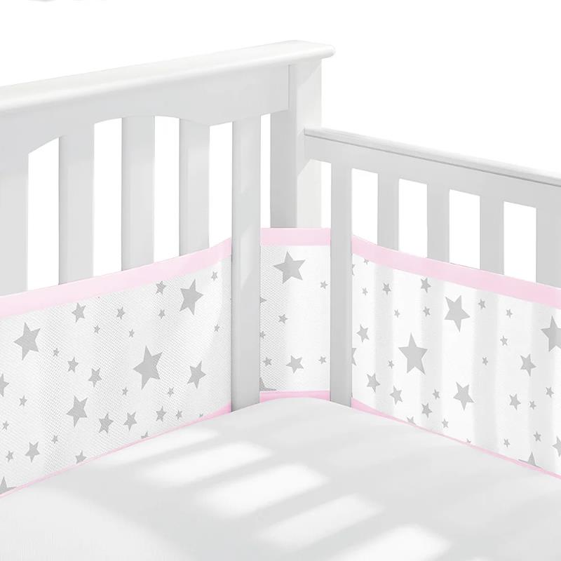 Baby Nursery Panelling - 通気性のある4パネルベビーベッドメッシュライナー - 厚みのあるコットンベビーベッドバンパー&フェンスプロテクター、保育園の装飾用