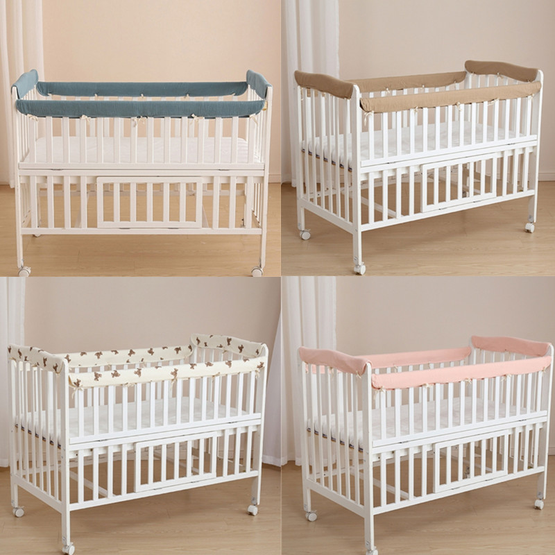 Baby Nursery Glider - 赤ちゃん用の綿のベビーベッドプロテクター,新生児用の標準サイズのバンパー,包まれたカバー,柔らかくて厚いベビーベッドのプロテクターのセット