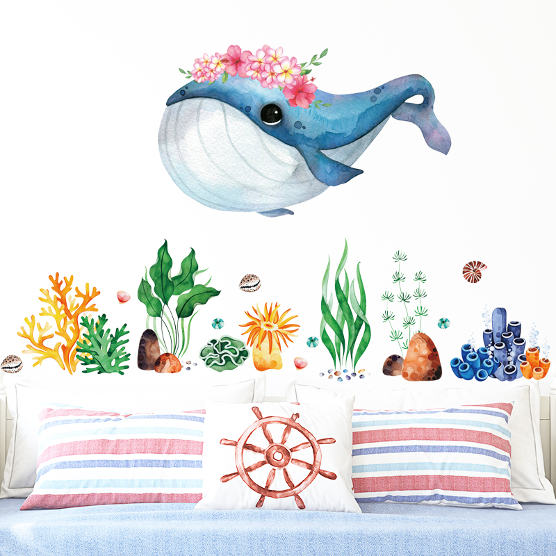 Baby Nursery Panelling - 水生の壁のステッカー,青いクジラ,バスルームの壁のステッカー,家,子供部屋