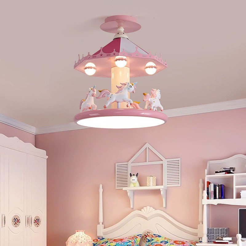 Baby Nursery Egg Light - プリンセスルーム女の子の寝室の天井照明ピンクカルーセルランプLEDロマンチックな暖かい保育園ベビールーム子供部屋天井ランプ