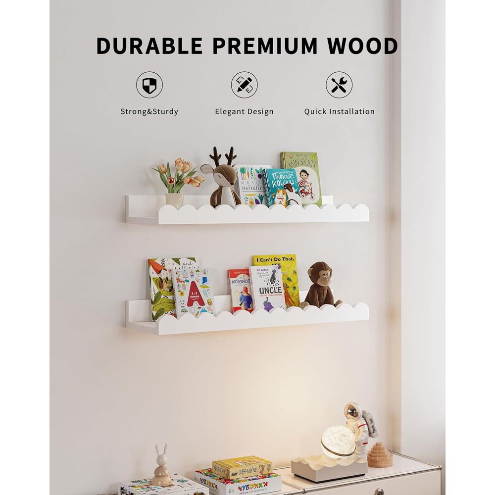 4パック ホワイトフローティングシェルフ、ウォールキッズ、ス - Baby Nursery Floating Shelves のレビューと価格