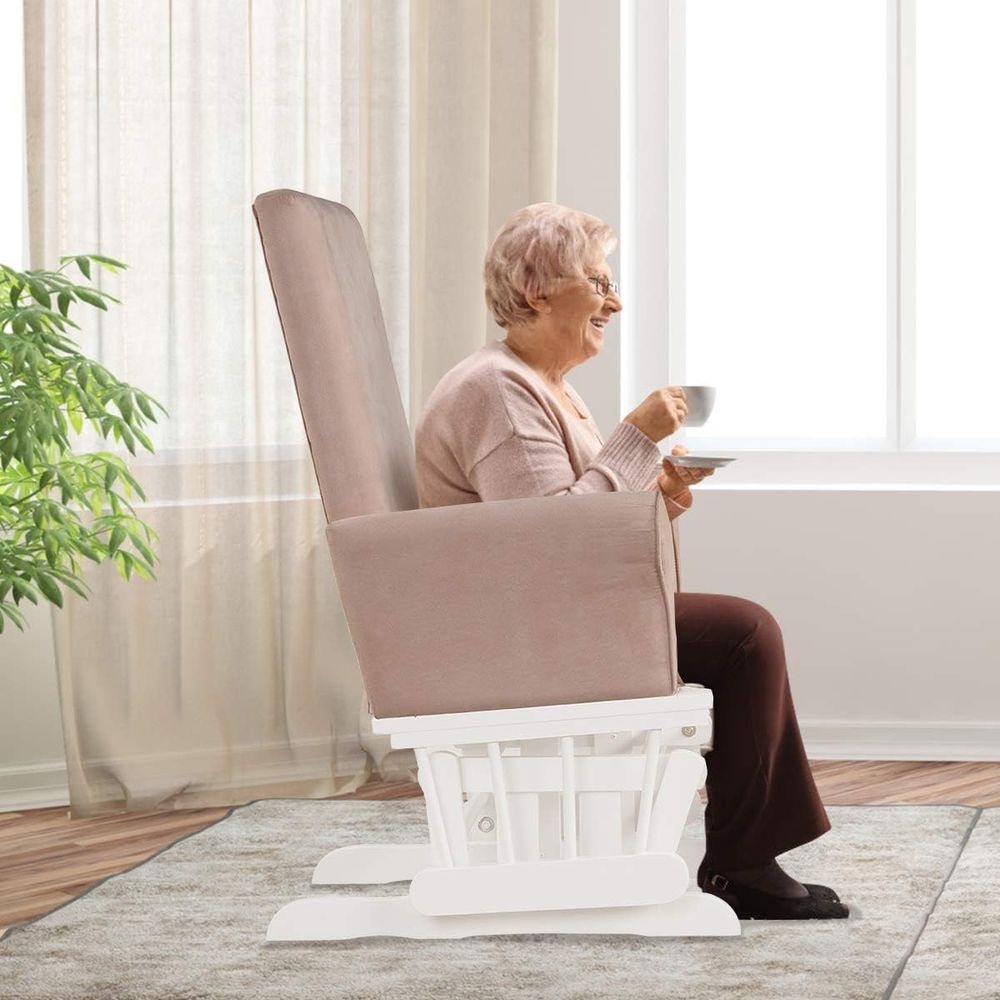 ベビーグライダーとオットマンクッションセット、木製ベビーロッ - Baby Nursery Glider のレビューと価格