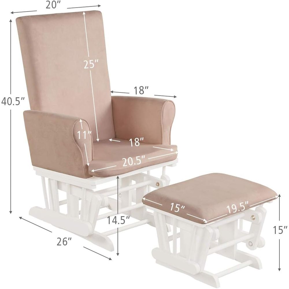 ベビーグライダーとオットマンクッションセット、木製ベビーロッ - Baby Nursery Glider のレビューと価格