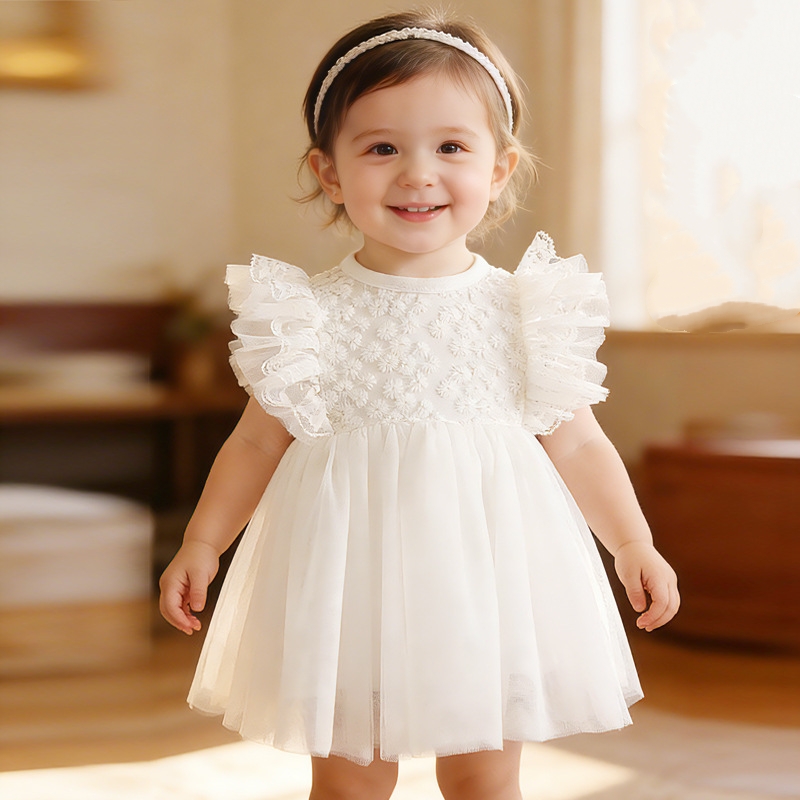 新生児用フラウンスレース,女の赤ちゃんのためのショードレス, - Baby Nursery Embroidery のレビューと価格