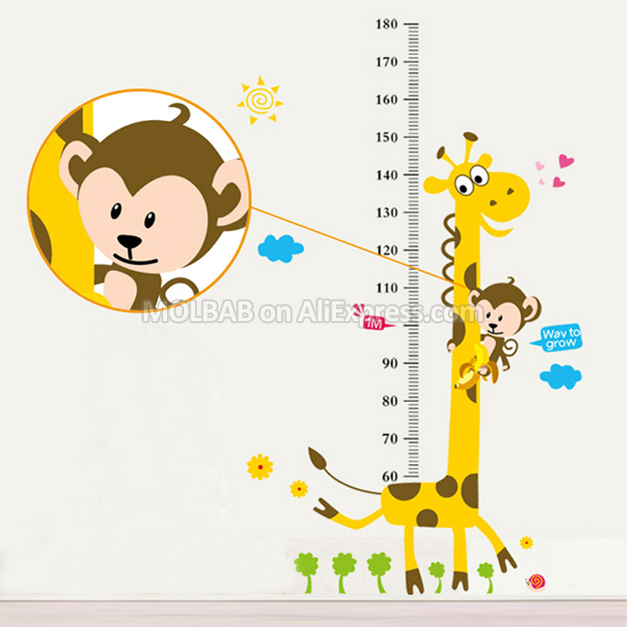 子供のための取り外し可能なキリンの高さ測定ウォールステッカー - Baby Nursery Vinyl のレビューと価格