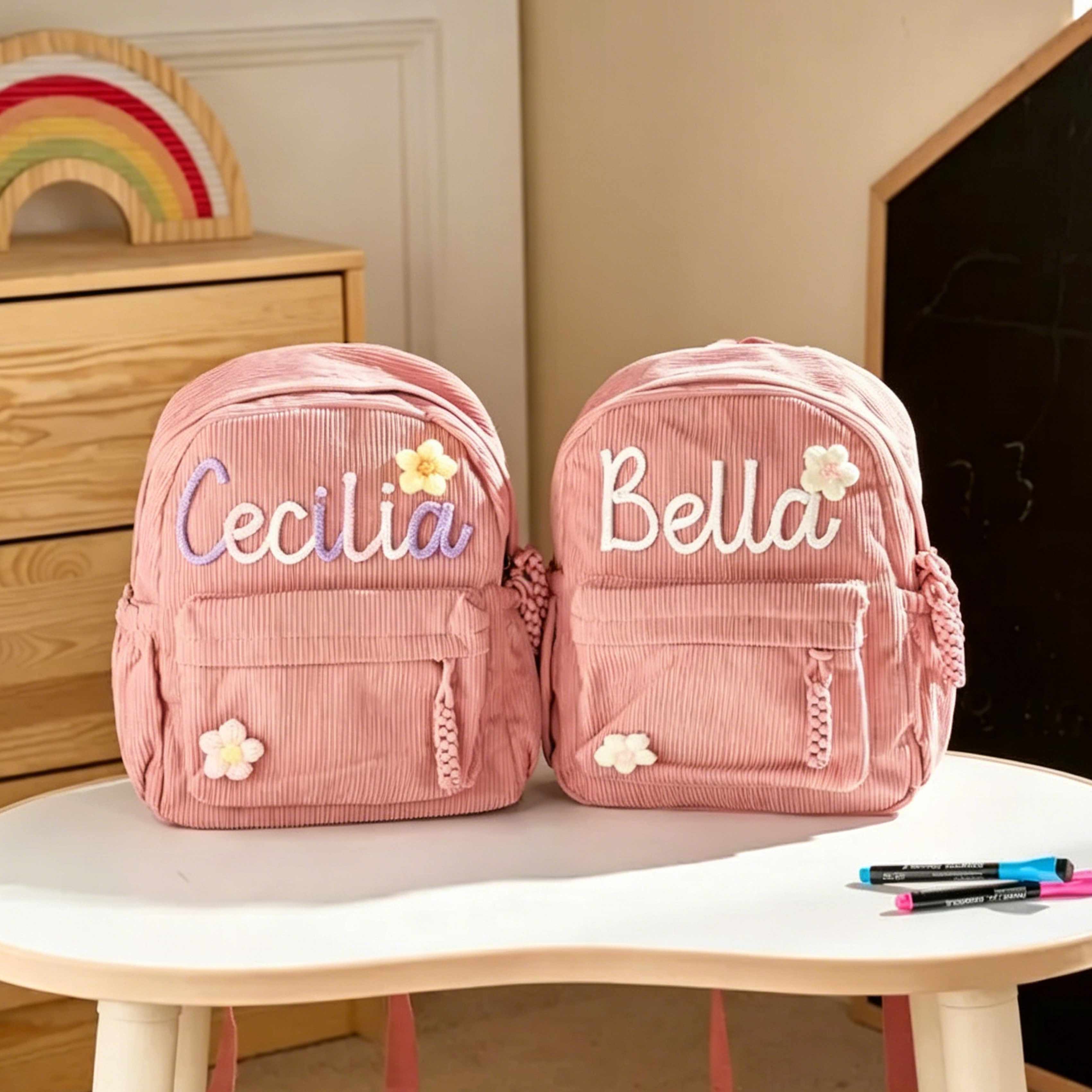 1ピースパーソナライズドコーデュロイバックパック、手刺繍のカ - Baby Nursery Backpack のレビューと価格