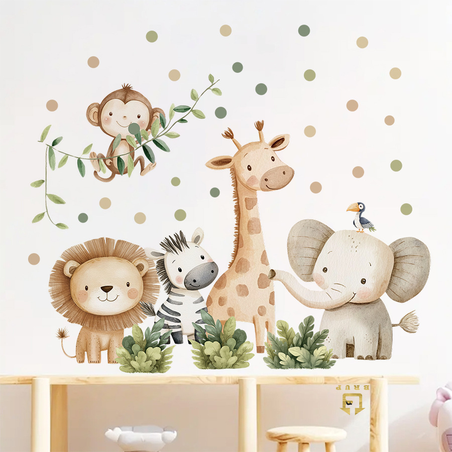 自由奔放に生きる森の動物ウォールステッカーキッズルーム用男の - Baby Nursery Vinyl のレビューと価格