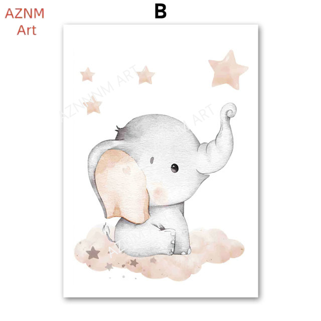 象バルーン虹月星雲スイングベビーキッズポスター壁アート保育園 - Baby Nursery Wall のレビューと価格