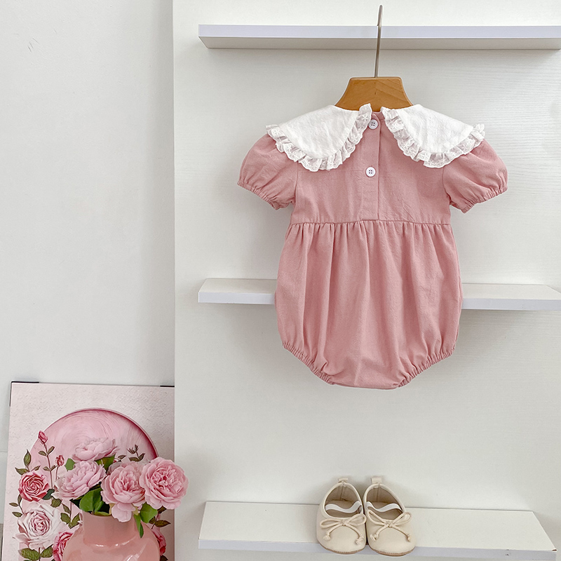0-24 メートル新生児女の子ピンクロンパース半袖ロンパース - Baby Nursery Embroidery のレビューと価格