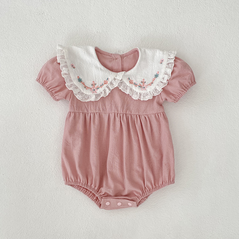 0-24 メートル新生児女の子ピンクロンパース半袖ロンパース - Baby Nursery Embroidery のレビューと価格