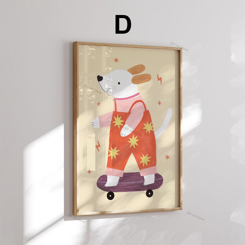 面白い漫画の動物の保育園用ウォールアートキャンバス絵画、クマ - Baby Nursery Wall のレビューと価格