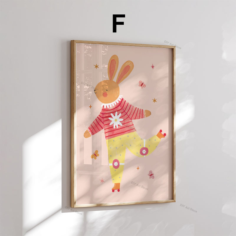 面白い漫画の動物の保育園用ウォールアートキャンバス絵画、クマ - Baby Nursery Wall のレビューと価格
