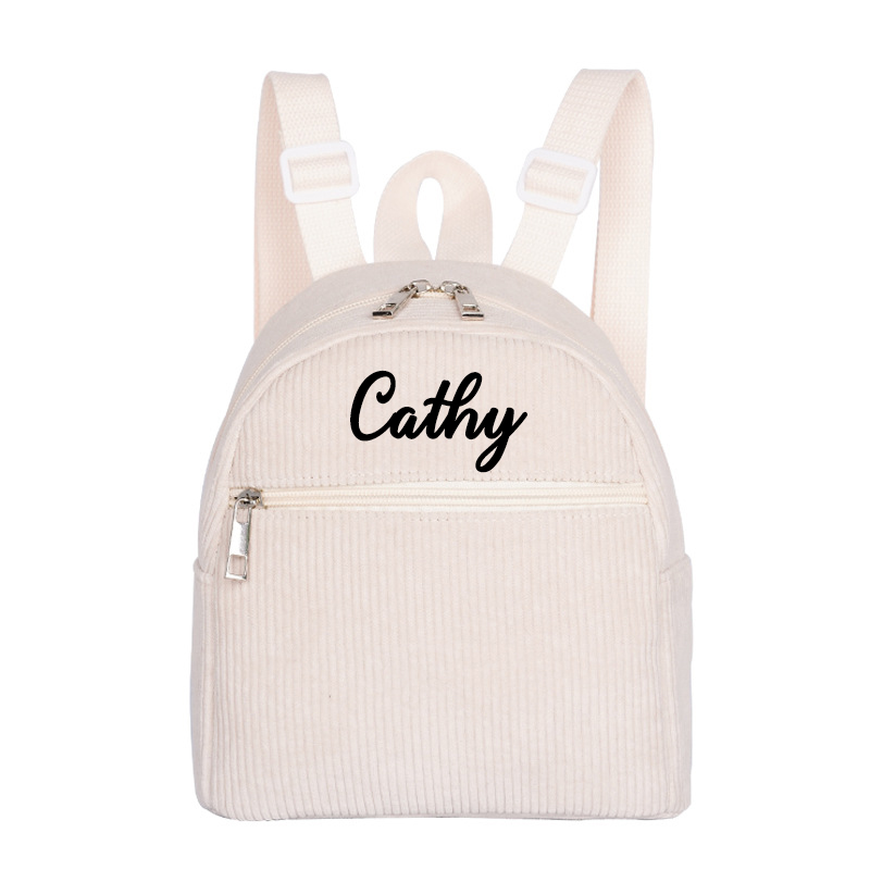 カスタム刺繍入りネームコーデュロイバックパック、無地マルチカ - Baby Nursery Backpack のレビューと価格