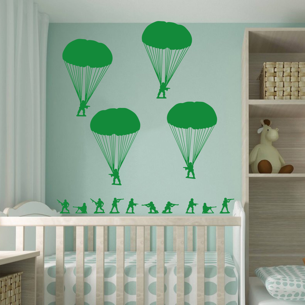陸軍男性兵士空挺部隊ウォールステッカー保育キッズルーム戦争武 - Baby Nursery Panelling のレビューと価格