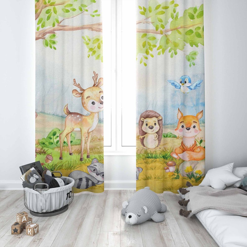 森の動物カーテン子供の寝室のカーテン遮光保育園ベビールームカ - Baby Nursery Youtube のレビューと価格