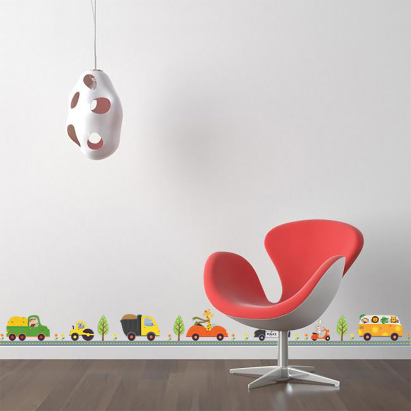 漫画の動物の車のウォールステッカー,子供部屋の装飾,背景の装 - Baby Nursery Vinyl のレビューと価格