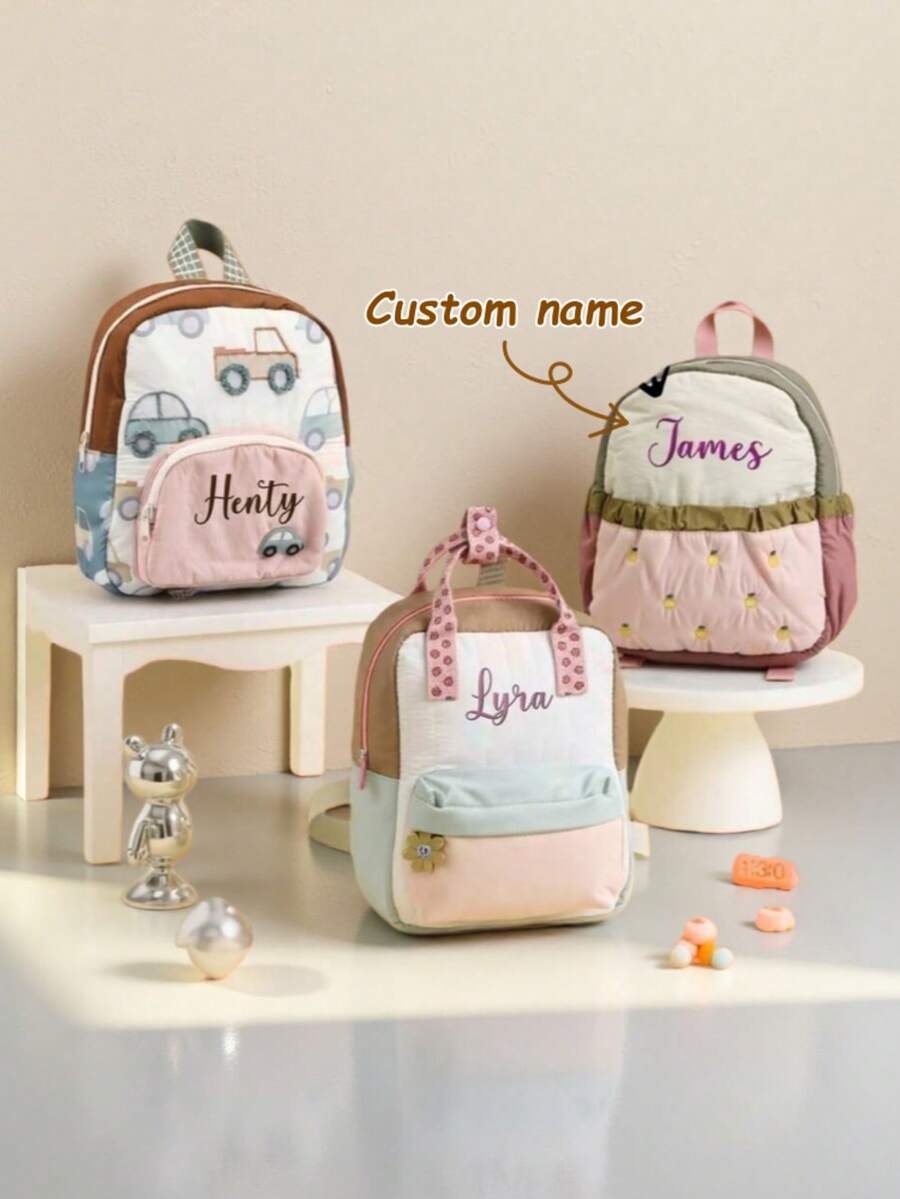 カスタム名刺繍入りかわいいバックパック学校旅行用軽量大容量誕 - Baby Nursery Backpack のレビューと価格