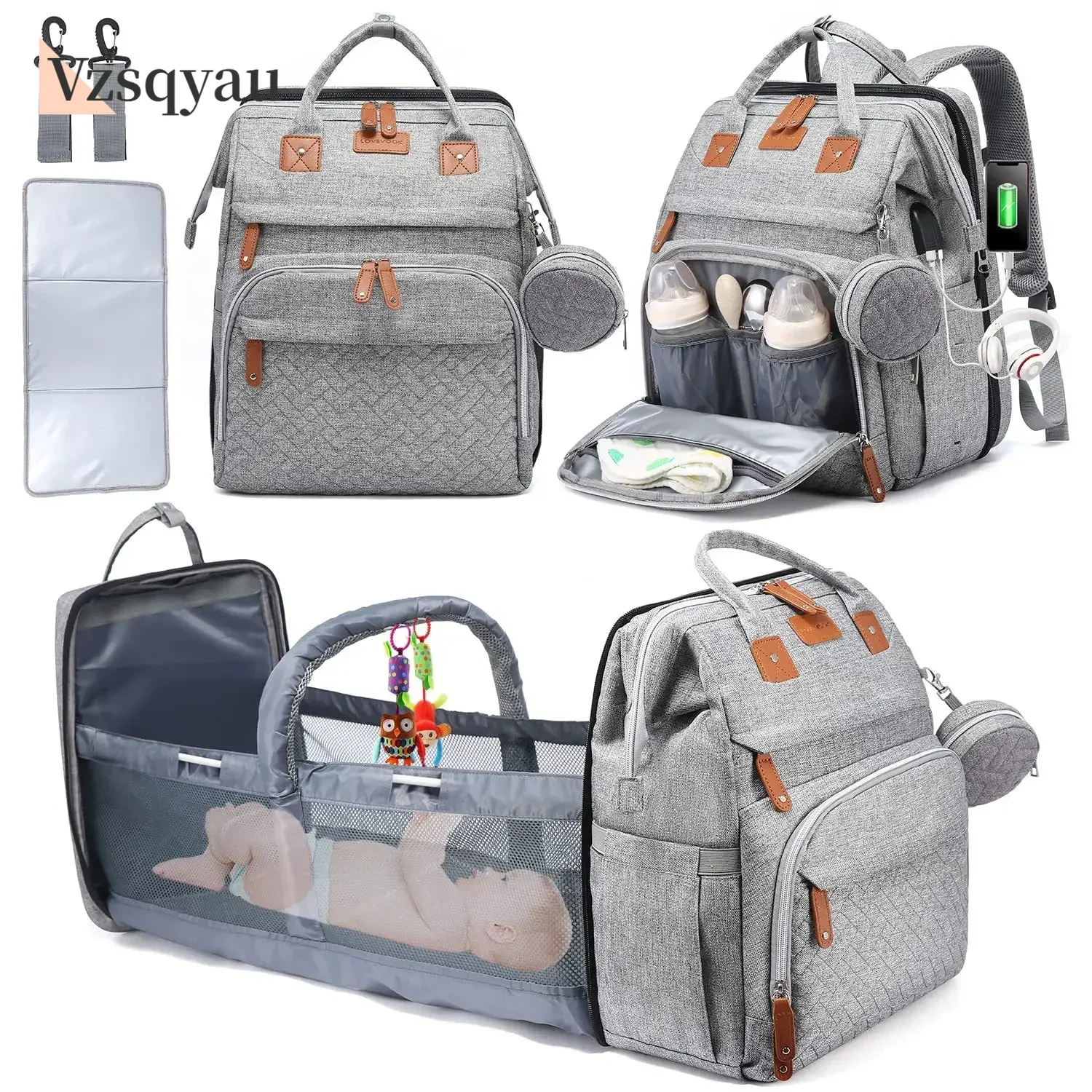 ポータブルベビーおむつ交換ステーションバッグ、トラベルバシネ - Baby Nursery Backpack のレビューと価格