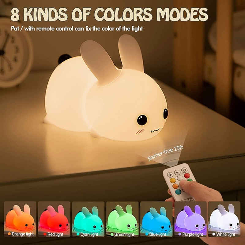 LED ウサギナイトライトリモコン調光可能な RGB 充電式 - Baby Nursery Egg Light のレビューと価格