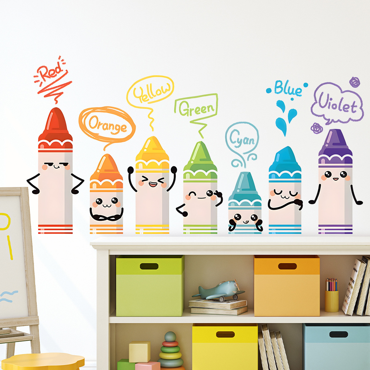 子供部屋用のクレヨンパターンのウォールステッカー,かわいいカ - Baby Nursery Vinyl のレビューと価格