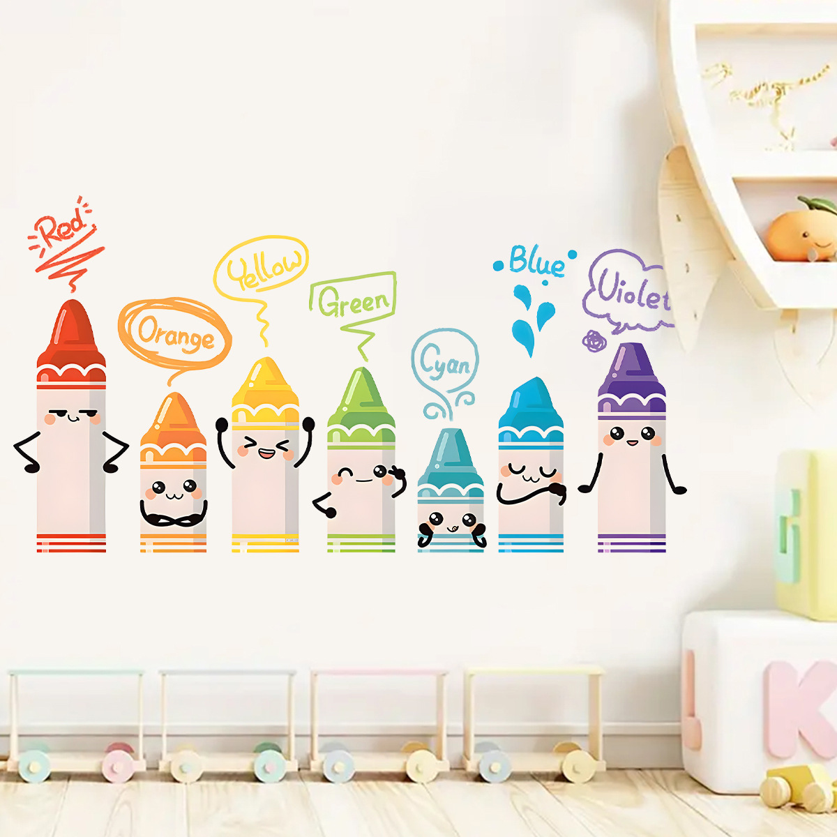子供部屋用のクレヨンパターンのウォールステッカー,かわいいカ - Baby Nursery Vinyl のレビューと価格