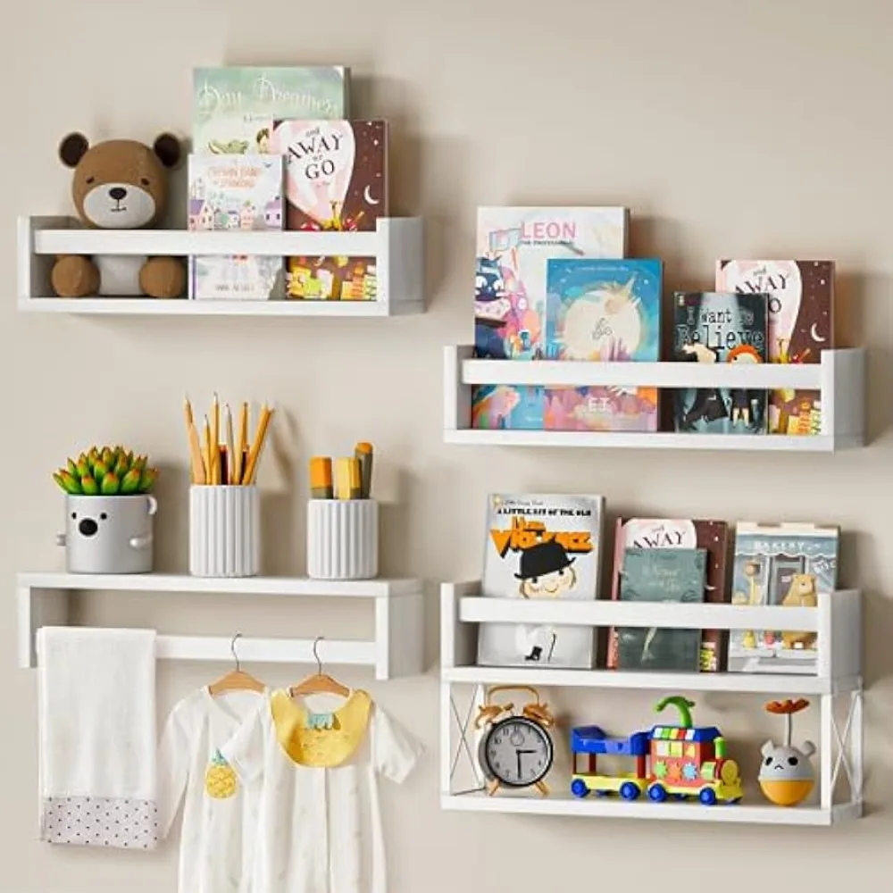 QimCoor保育園用本棚4+1セット、16.5インチの子供 - Baby Nursery Floating Shelves のレビューと価格