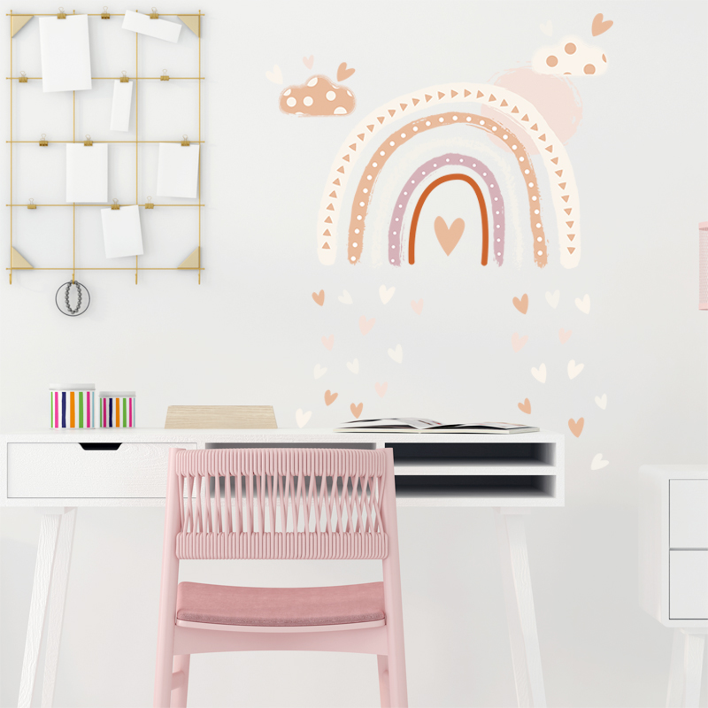 自由奔放に生きるスタイルのレインボーウォールステッカー,子供 - Baby Nursery Panelling のレビューと価格