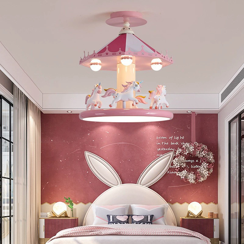 プリンセスルーム女の子の寝室の天井照明ピンクカルーセルランプ - Baby Nursery Egg Light のレビューと価格