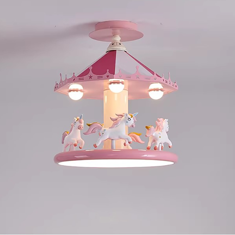 プリンセスルーム女の子の寝室の天井照明ピンクカルーセルランプ - Baby Nursery Egg Light のレビューと価格