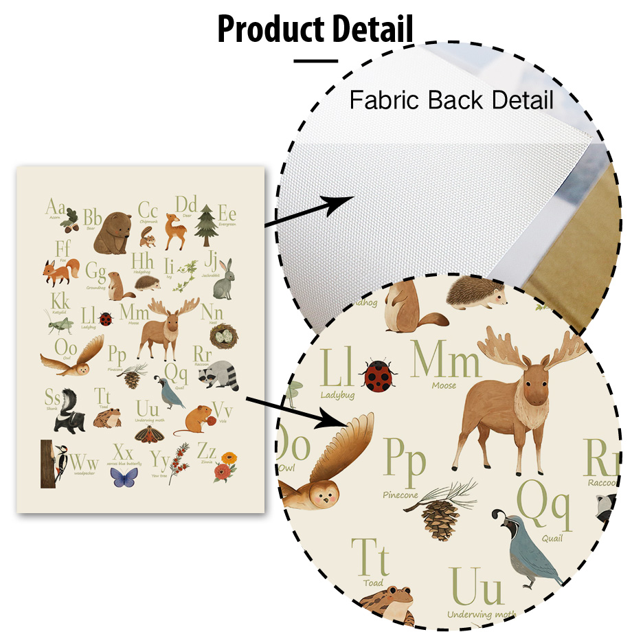 1枚入りフレームレス可愛いウサギキツネフクロウクマアルファベ - Baby Nursery Animal Prints のレビューと価格