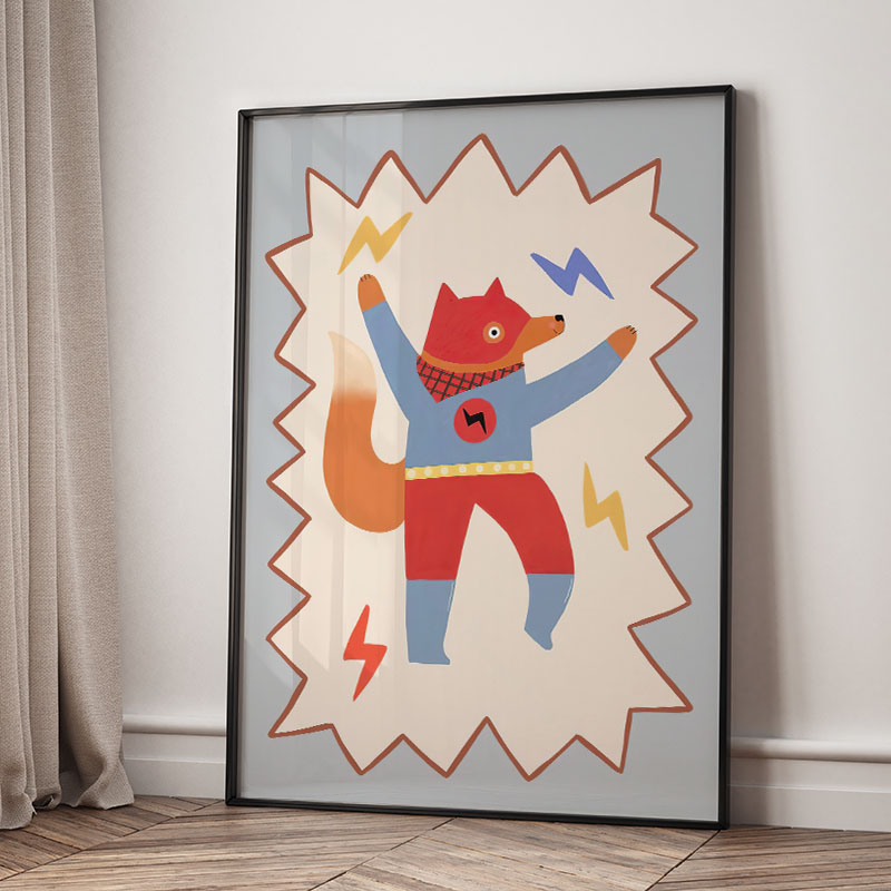 面白い漫画の超クールな子供部屋の壁飾りキャンバス絵画、クマ、 - Baby Nursery Animal Prints のレビューと価格