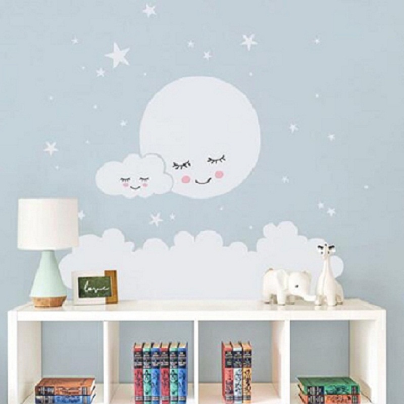 美しいムーンスター壁デカールクラウド保育園ビニールウォールス - Baby Nursery Panelling のレビューと価格